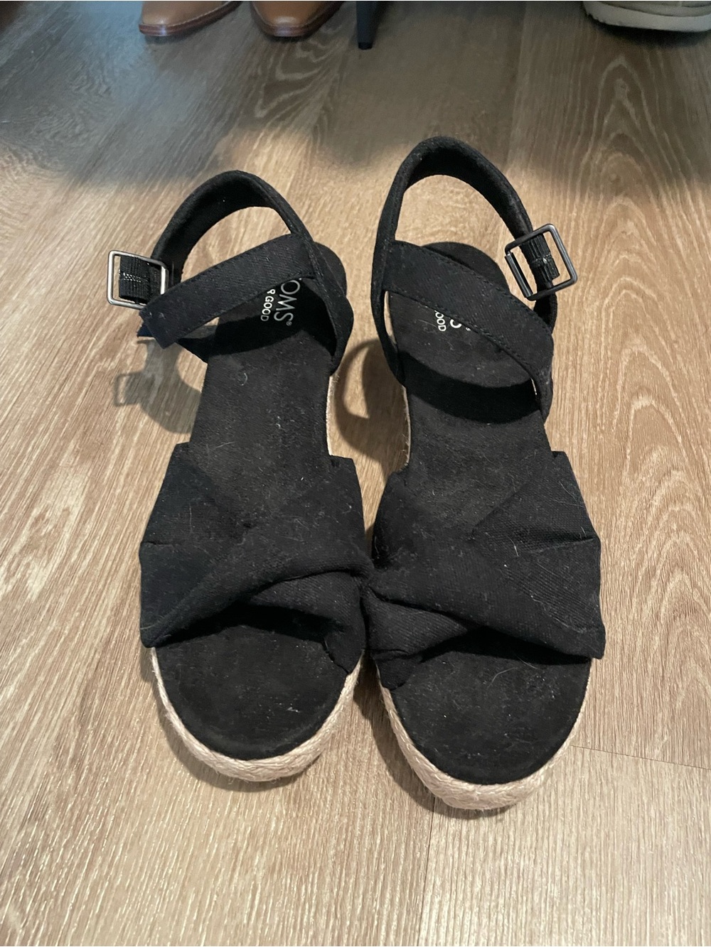 Black Knot Front Espadrille Wedge Sandals